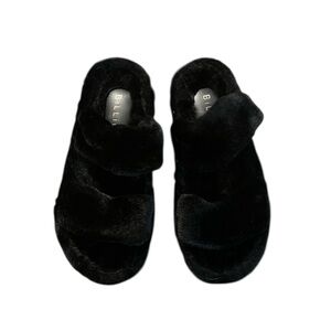Billini Whistler Faux Fur Black Slippers Size 7
